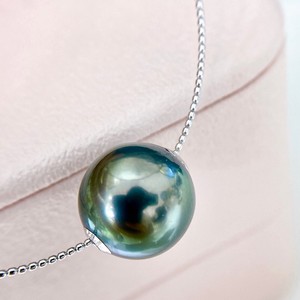 Collier pendentif en perle de Tahiti noire avec chaîne en argent S925, collier Aurora vert paon, collier de route - Product Image 4