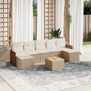 Beige Rattan Garden <b>Sofa</b> <b>Set</b> With Cushions Outdoor Furniture Contemporary Design - Product Image 1