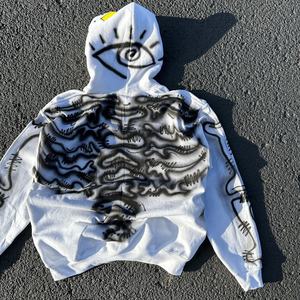 Sweat à capuche personnalisé avec motif aérographe, 100% coton, 360g, poids lourd, séchage rapide, respirant, streetwear, logo personnalisé, couleur, emballage - Product Image 2