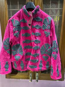 Wholesale Pink <b>Velvet</b> Suzani Embroidered <b>Jacket</b> Handmade Floral Winter Boho <b>Women</b> Outerwear Artisanal Vintage Coat Supplier - Product Image 1