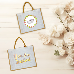 Sac fourre-tout en jute de couleur naturelle avec impression personnalisée pour cadeau de mariage avec poignée Fabricant de sac en toile de jute de plage personnalisé - Product Image 5