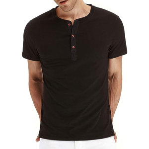 T-shirt décontracté pour homme à manches courtes, col Henley, 95% coton, 5% élasthanne, personnalisable, design de créateur - Product Image 3