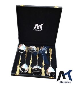 Juego de cucharas de servir chapadas en oro con acabado espejo, mango largo, diseño moderno, utensilios de metal duraderos, regalos empresariales - Product Image 5