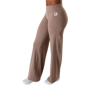 Pantalon de sport marron taille haute à jambes larges pour femme, extensible et doux, idéal pour le yoga, l'entraînement, la gym, le fitness et les tenues décontractées. - Product Image 3