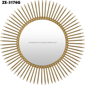 Espejo de Pared Decorativo Zahid Exports, Diseño Geométrico de Lujo, Marco de Hierro Hecho a Mano, Ecológico, Moderno, con Diseño de Rayos de Sol Dorados, para Decoración del Hogar y Oficina - Product Image 2
