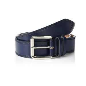 Ceinture en cuir formelle avec boucle rectangulaire en acier, en cuir de vachette noir massif, moulage monobloc, design durable, en vente - Product Image 4