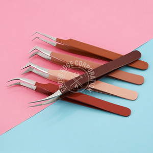 Pinzas de volumen rusas de la mejor calidad, pinzas de 90 grados de alta precisión para extensiones de pestañas, puntas de fibra, juego clásico inoxidable - Product Image 6