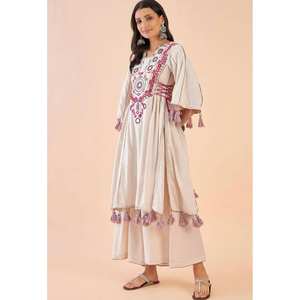 Designer Co-ord <b>Set</b> with Embroidery Sequence and Real <b>Mirror</b> Work Size XS - Product Image 3