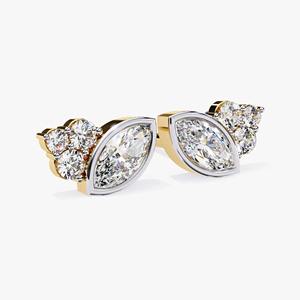 Pendientes de Diamantes Cultivados en Laboratorio Marquise de 0.50ct, Oro Amarillo de 14K, Certificados por IGI, Elegantes y Minimalistas, Joyería Fina para Regalo de Boda - Product Image 5