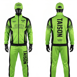 ชุดวอร์มลาครอสชาย ผ้าโพลีเอสเตอร์อินเตอร์ล็อคพรีเมียม 280 GSM สีเขียว ชุดซิปเต็มตัว พร้อมสกรีนโลโก้ ชื่อ และหมายเลขแบบกำหนดเอง - Product Image 3