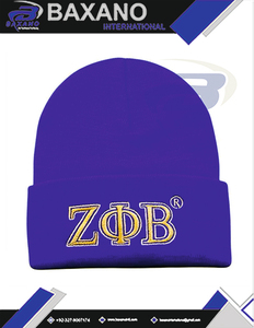 Zeta Phi Beta ZPB Sorority Winter Beanie Knitted <b>Cap</b> Royal Blue & <b>White</b> 3D Embroidered Premium Knit Winter Beanie <b>Cap</b> - Product Image 4