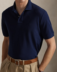 เสื้อโปโลพรีเมียมผู้ชาย สีกรมท่า ผ้าฝ้ายปิเก้ 100% แขนสั้น ทรงปกติ ระบายอากาศได้ดี รับทำโลโก้ตามสั่ง รับผลิตแบบ OEM ODM ขายส่ง - Product Image 5