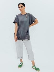 Nouveaux T-shirts pour hommes à col rond côtelé, logo personnalisé, manches courtes, 100% coton, effet vieilli, couleur unie - Product Image 5