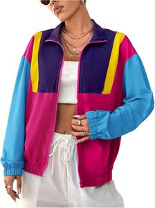 Unisex Color Blocking Safari <b>Jacket</b> Lightweight Polyester Windproof Pullover Closure Sporty Style Loose Fit Winter Wear - Product Image 4