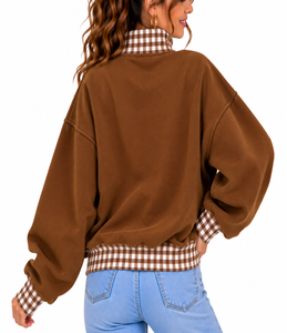 Sweat-shirt à col roulé en molleton épais pour femme, coupe oversize, style universitaire, streetwear, 100% coton, personnalisable - Product Image 5