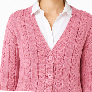 Women Crew Neck Cardigan Long Sleeve <b>Knitted</b> <b>Sweater</b> Winter Solid Color Button Front Regular Fit 100% Acrylic Casual High Street - Product Image 6