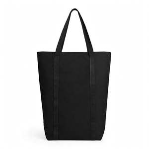 Sac fourre-tout en toile noir uni, style minimaliste, sac de shopping toutes saisons - Product Image 1