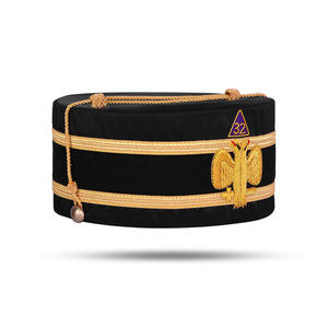 Corona Ceremonial Masónica Personalizada del 32º Grado del Rito Escocés, Terciopelo Negro con Bordado de Hilos de Oro - Product Image 2