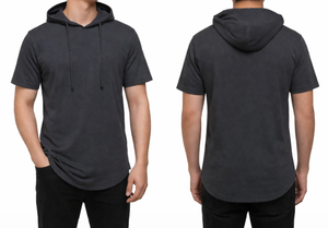 Sweat à capuche à manches courtes en tissu éponge imprimé, écologique, pour l'entraînement, avec cordon de serrage, pour homme - Product Image 3