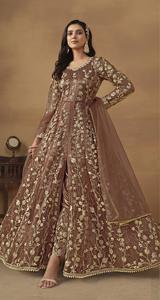 Traje Anarkali Moderno Bordado con Mariposas, Semisellado, Largo hasta el Suelo, para Bodas y Fiestas - Product Image 4