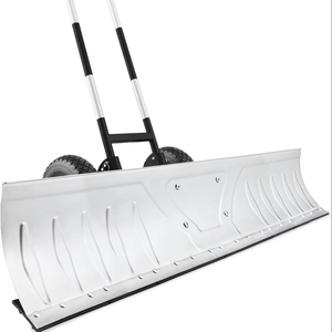 Pousse-neige manuel robuste à 2 roues avec lame galvanisée de 36 pouces pour le déneigement, avec roues et poignée réglable - Product Image 1