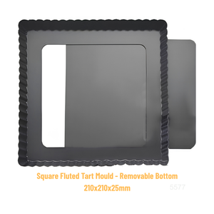 Moule à tarte carré de 8 pouces avec fond amovible, moule à quiche cannelé en aluminium pour la cuisson de gâteaux mousse et desserts - Product Image 2