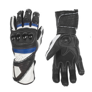 Gants de course en cuir à doigts entiers, design respirant avec empiècements en mesh, fermeture auto-agrippante, unisexe, pour la conduite - Product Image 6