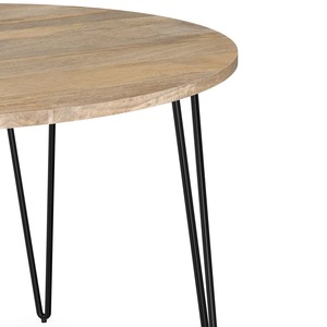Mesa Redonda de Madera con Estructura de Alambre, Portátil, Económica, Convertible, Moderna, Mini Mesa para Laptop, Mesa de Centro para Té y Café - Product Image 1