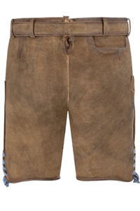 Men Bavarian Lederhosen Shorts Brown Embroidered Traditional Trachten Pants Oktoberfest Casual Wear - Product Image 2