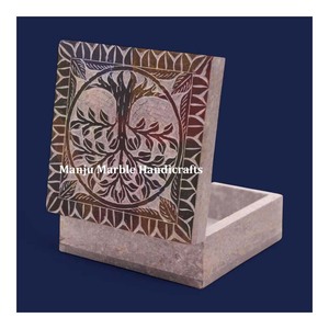 Meilleure qualité de conception faite à la main limitée faisant la boîte de stéatite avec Jali travail poli ombre forme carrée pour la décoration de la maison article - Product Image 4