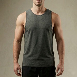 Camiseta sin mangas para hombre con corte bajo en las axilas, de algodón/bambú, de secado rápido, transpirable, estilo vintage, con logo y color personalizables, estilo streetwear, para culturismo. - Product Image 2