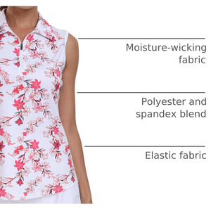 Polo sin mangas premium para mujer con cremallera de un cuarto, transpirable, de secado rápido, ropa deportiva para correr, tenis y golf, camisetas. - Product Image 4