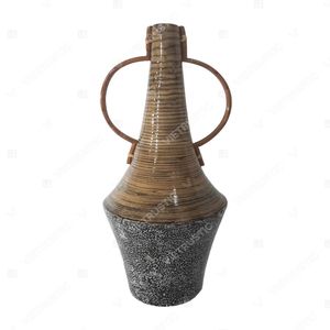Jarrón de hierba marina vietnamita vintage con incrustaciones de cáscara de huevo para arreglos florales, organizador de plantas para mesa o suelo. - Product Image 5