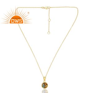 สร้อยคออัญมณีสีเงินสเตอร์ลิงสี925ชุบทอง18K ประดับอัญมณีสีเขียวขุ่นหอยนางรมทองแดงผู้ผลิตเครื่องประดับชั้นดี - Product Image 3