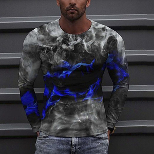 Rashguard unisexe à manches longues à compression, imprimé par transfert thermique motif fumée bleue éclair, séchage rapide, antibactérien, 160g - Product Image 3