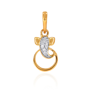 Pendentif éléphant en or jaune pour femme avec diamants de laboratoire taille brillant rond, charmant et idéal pour le quotidien - Product Image 1