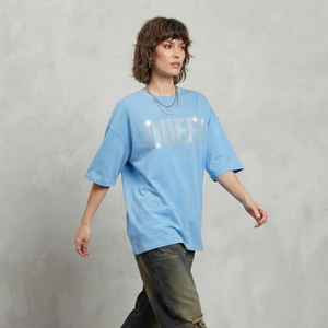 Camiseta Oversize de Mujer con Pedrería, Cuello Redondo, Ajuste Holgado, Manga Corta, Hombro Caído, Estilo Urbano - Product Image 4