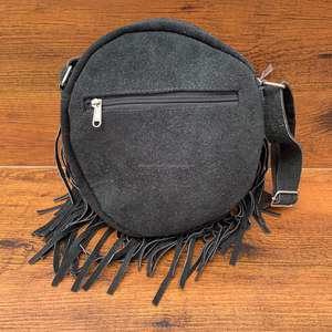 Nouvelle mode sac à bandoulière rond en cuir suédé à franges vente en gros sac à bandoulière bohème pour femmes sac circulaire de style cowgirl cadeau pour elle - Product Image 5