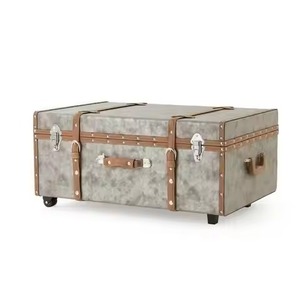 Juego de baúles de lujo modernos apilables con acabado de bronce de calidad sin óxido, baúl de terciopelo con correa de hebilla de cuero, caja de almacenamiento decorativa para muebles - Product Image 3
