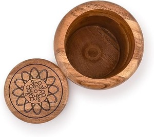 Pot en verre haut de gamme avec couvercle en bois, idéal pour épices, poivre, miel et autres aliments, pour la cuisine domestique, fabriqué en Inde. - Product Image 3
