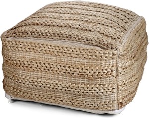 Pouf rond en jute tressé à la main, avec rembourrage doux, tissu naturel durable et design polyvalent pour salons et chambres – Offre spéciale - Product Image 4