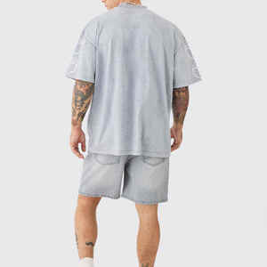 Shorts en jean respirants de haute qualité, coupe droite, tricotés, pour l'été, style décontracté, grandes tailles, streetwear - Product Image 4