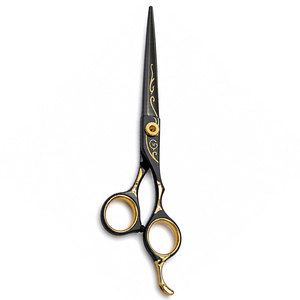 Ciseaux de coiffure professionnels pour droitiers, lames en acier inoxydable, manche en céramique, 32 dents, utilisation en salon, accent doré - Product Image 1