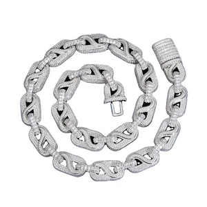 สร้อยคอเพชรโมอิสสีเงินสเตอร์ลิง925พร้อมสร้อยคอฮิปฮอปสำหรับผู้ชายหรือผู้หญิง - Product Image 2