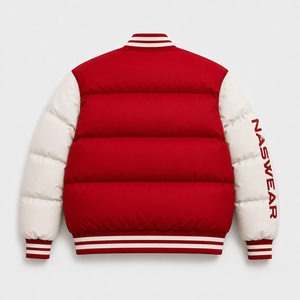 NASWEAR Men's Red <b>Bubble</b> Jacket Windproof Winter <b>Coat</b> Preppy Style Button Closure Regular Fit Thick Polyester <b>Bubble</b> Jacket - Product Image 4