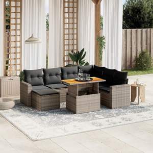 Garden <b>Sofa</b> <b>Set</b> Dark Grey PE Rattan Waterproof Cushions Outdoor Furniture Contemporary Design - Product Image 1