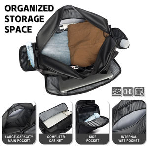 Sac de voyage imperméable noir mat multi-poches, sac de sport, sac de gym - Product Image 4