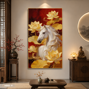 Espejo Decorativo con Caballos Galopantes Pintados a Mano, Arte de Pared con Paisaje Natural, Decoración para el Hogar, Hecho en Vietnam - Product Image 3