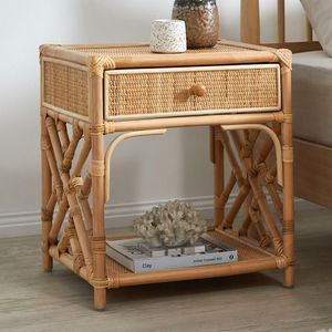 Traditional <b>Rattan</b> Nightstand Handcrafted Wooden <b>Bedside</b> Cabinet For Modern Bedroom Furniture Collection - Product Image 4