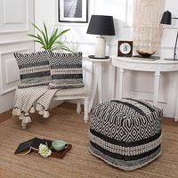 Pouf ottoman tissé de haute qualité, fait main, design bohème en tissu, poufs carrés pour le salon, décoratifs